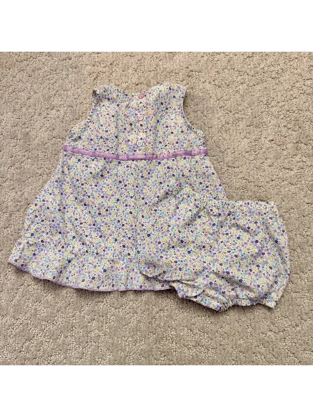 OshKosh B'gosh Girls 12 Months Floral Sleeveless Cotton Dress & Bloomers Set